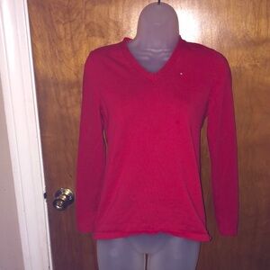 Tommy Hilfiger Women's Red V-Neck Top